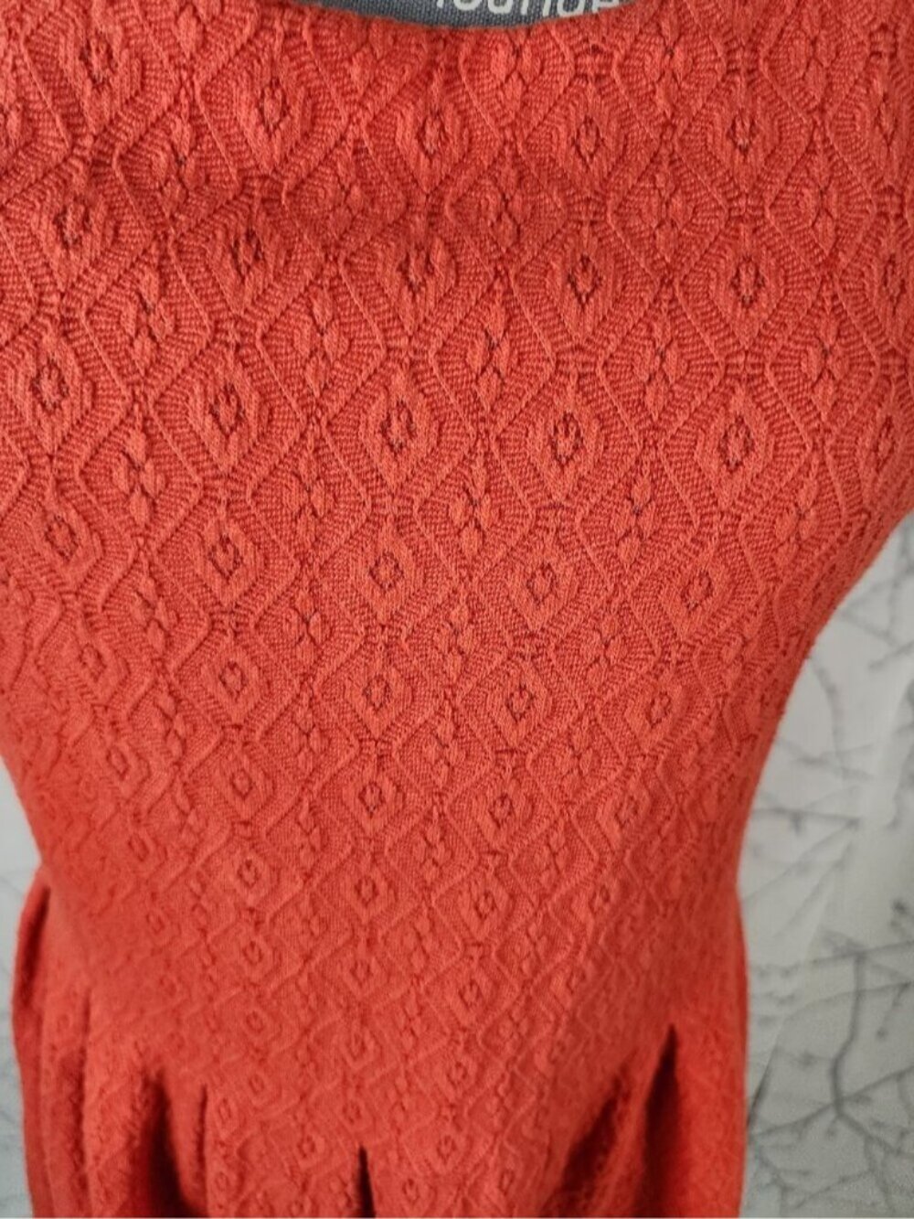 Deletta Orange Textured Jersey Knit Fit & Flare Dress - Picture 3 of 8